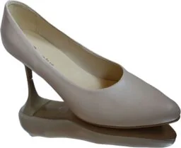 BnW Skórzane beżowe czółenka na wysokiej szpilce - Czółenka - miniaturka - grafika 1