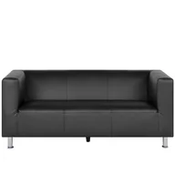 Sofy i kanapy - Beliani Sofa trzyosobowa skóra ekologiczna czarna FLORO - miniaturka - grafika 1