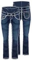 Spodnie damskie - Spodnie jeansowe damskie, ciążowe, bootcut, granatowe, Bellybutton - miniaturka - grafika 1