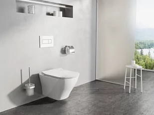 Ravak Classic Zestaw Toaleta WC podwieszana 51x36,5 cm RimOff bez kołnierza z deską wolnoopadającą Slim biały X01671+X01673 - Miski WC - miniaturka - grafika 1