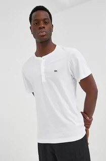 Koszulki męskie - Lacoste t-shirt męski kolor biały gładki - grafika 1