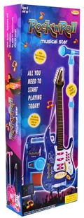 Gitara z akcesoriami dla dzieci 6+ Niebieski zestaw muzyczny Wzmacniacz + Mikrofon - Zabawki interaktywne dla dzieci - miniaturka - grafika 2