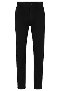 Spodenki męskie - BOSS Męskie spodnie chino zwężane z tkaniny Cavalry-Twill z elastycznej bawełny, czarny (Black1), 38W / 34L - grafika 1