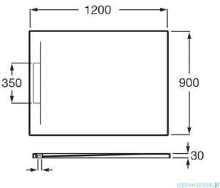 Roca Pyros 120x90cm brodzik prostokątny konglomeratowy biały AP9014B038401100 | - Brodziki prysznicowe - miniaturka - grafika 2