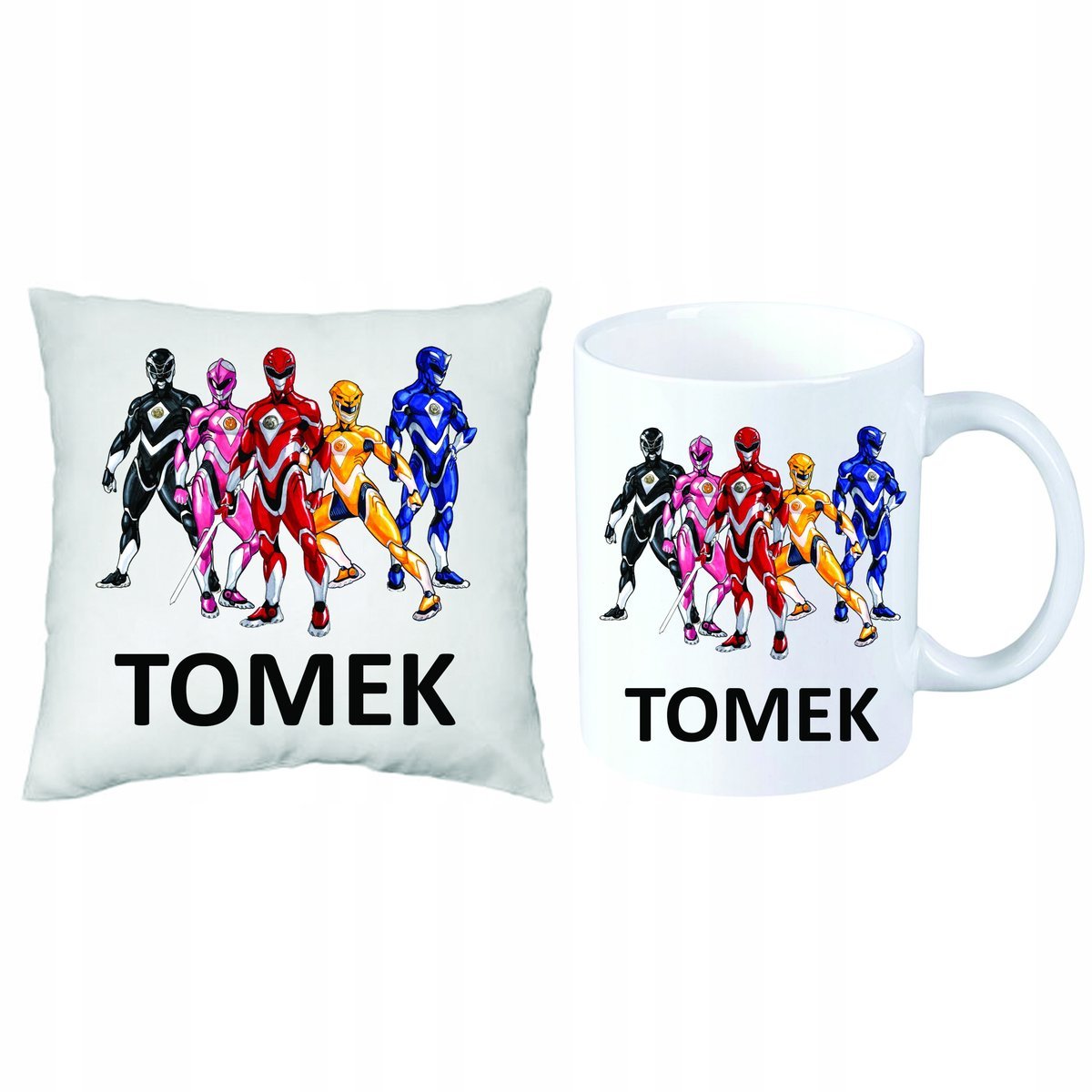 Power Rangers Zestaw FOTO PODUSZKA + KUBEK + IMIĘ
