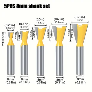 TEMU 5/6 Sztuk 6mm/8mm/12mm Shank 1/4 "1/2" Shank Złącze Jaskółczy Ogon Frezy 14 Stopni Do Obróbki Drewna Frezy Grawerujące Do Drewna Wolframu - Inne - miniaturka - grafika 1