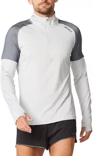 Koszulki sportowe męskie - 2XU Light Speed 1/2 Zip LS Shirt Men, biały M 2021 Koszulki do biegania MR6555A-HBMBRF-M - grafika 1