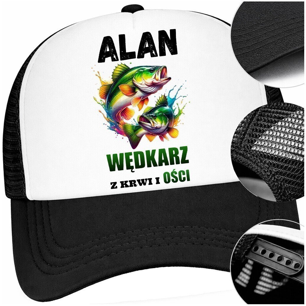 Czapka Z Daszkiem Dla Wędkarz Ryby Czarna Bejsbolówka Dla Dziecka