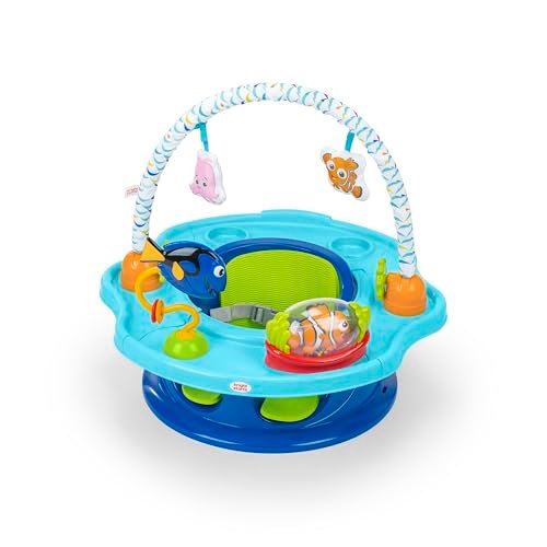 Bright Starts, Disney Baby Findet Nemo SuperSeat zabawny fotelik dziecięcy do siedzenia, zabawy i jedzenia, dla dzieci w wieku od 4 miesięcy do 4 lat, niebieski