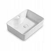 Umywalki - Umywalka Nablatowa Ceramiczna Stawiana Biała Blat - miniaturka - grafika 1