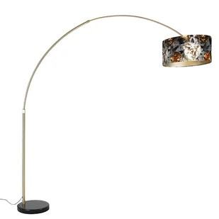 QAZQA Nowoczesna lampa podłogowa łuk złota klosz welurowy panterka 50cm - XXL - Lampy stojące - miniaturka - grafika 2