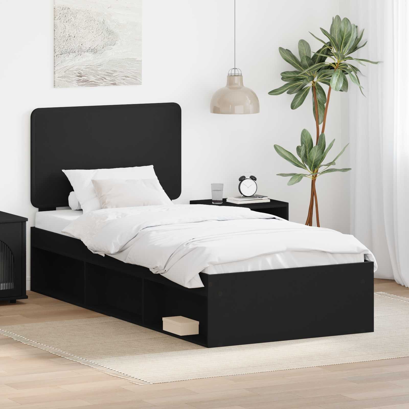 vidaXL Ramka łóżka czarny 100 x 200 cm lekka sosna