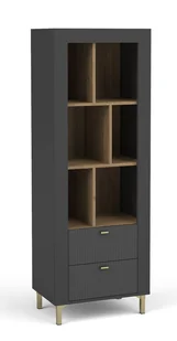 Regał Niski Mossa Mo4 Dąb Whisky / Czarny - Regały - miniaturka - grafika 1