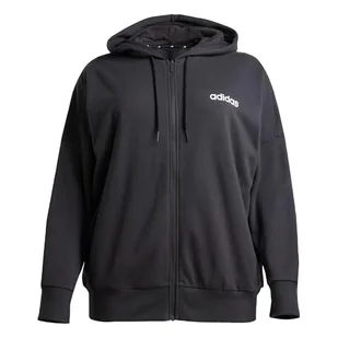 adidas Damska bluza z kapturem ESSENTIALS LINEAR FULL ZIP FRENCH TERRY (duży rozmiar) XL (duży rozmiar) czarny/biały - Bluzy damskie - miniaturka - grafika 1
