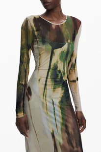 DŁUGA SUKIENKA DAMSKA DESIGUAL W KOLORZE ZIELONYM - Sukienki - miniaturka - grafika 1