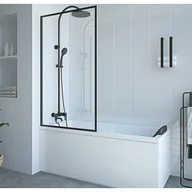 Parawany nawannowe - VENTE-UNIQUE Matowy czarny parawan nawannowy w stylu industrialnym - 80 x 140 cm - Szkło hartowane - BRADENTON - miniaturka - grafika 1