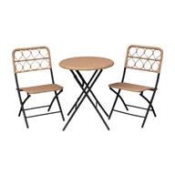 Meble ogrodowe - Jumi Zestaw mebli balkonowych stolik, 2 krzesła, brązowy - miniaturka - grafika 1