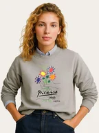Bluzy damskie - WOOOP Bluza "Picasso Flowers" w kolorze szarym - miniaturka - grafika 1