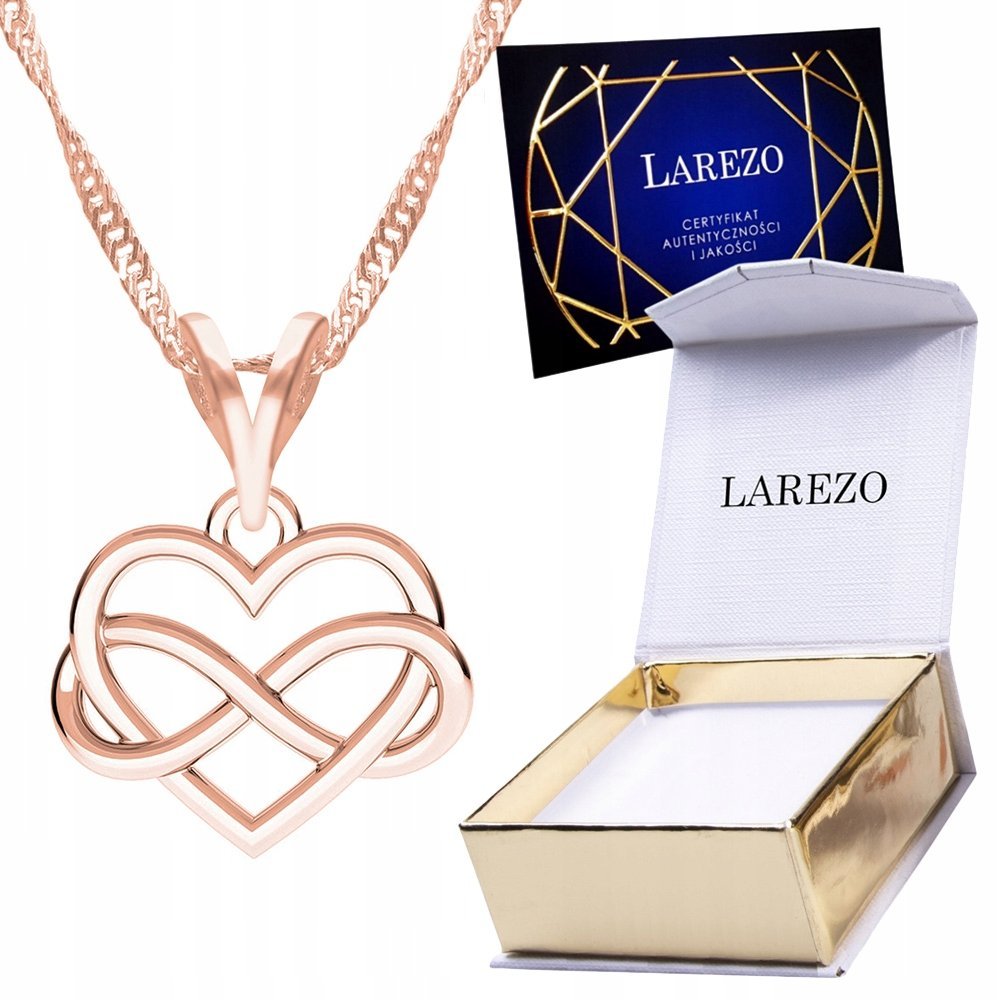 Naszyjnik Pozłacany 18K Serce z Nieskończonością Serduszko Nieskończoność