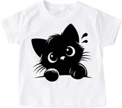 Koszulki dla dziewczynek - koszulka z kotem dla dziecka kot czarny 5 - miniaturka - grafika 1