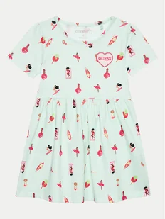 Guess Sukienka codzienna K4GK36 K6YW3 Zielony Regular Fit - Sukienki i spódniczki dla dziewczynek - miniaturka - grafika 1