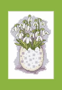 Haft krzyżykowy - Zestaw do haftu - Kartka z przebiśniegami - Pasmanteria - miniaturka - grafika 1