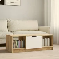 Ławy i stoliki kawowe - Lumarko Stolik kawowy, biel i dąb sonoma, 102x50x36 cm - miniaturka - grafika 1