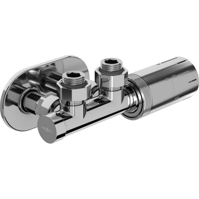 Mexen G05 zestaw termostatyczny kątowy z maskownicą R, Duplex, DN50, chrom - W907-958-905-01