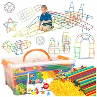 Klocki - Zestaw Xxl Słomki Klocki Konstrukcyjne Rurki Na Prezent 800 El. 195 Cm - miniaturka - grafika 1