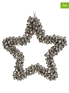 Kersten Zawieszki dekoracyjne (2 szt.) "Star" w kolorze srebrnym - 14 x 14 cm - Ozdoby bożonarodzeniowe - miniaturka - grafika 1