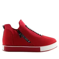 Trampki damskie - Trampki Na Koturnie Czerwone Nb168 - ButyModne - miniaturka - grafika 1