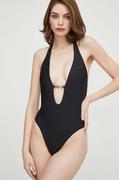 Stroje kąpielowe - Karl Lagerfeld jednoczęściowy strój kąpielowy kolor czarny lekko usztywniona miseczka - miniaturka - grafika 1