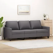 Sofy i kanapy - vidaXL 3-osobowa sofa, szara, 180 cm, sztuczna skóra - miniaturka - grafika 1