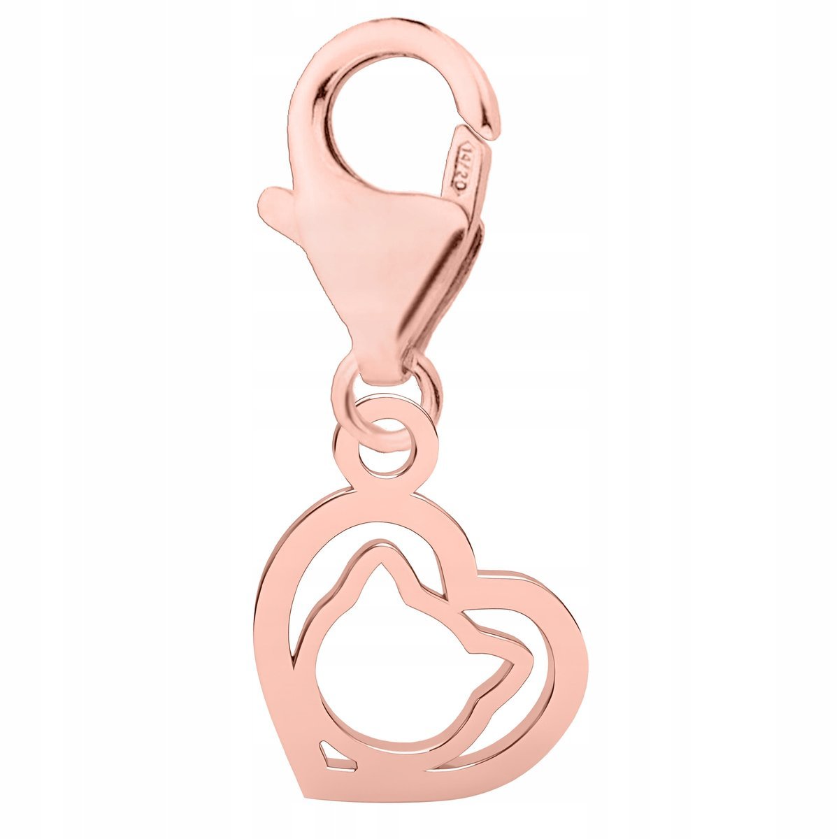 Zawieszka Pozłacana Serce z Kotkiem Kot Kotek Serduszko Serce SREBRO 925