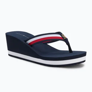 Japonki damskie Tommy Hilfiger Corporate Wedge Beach Sandal space blue - Klapki i japonki damskie - miniaturka - grafika 1
