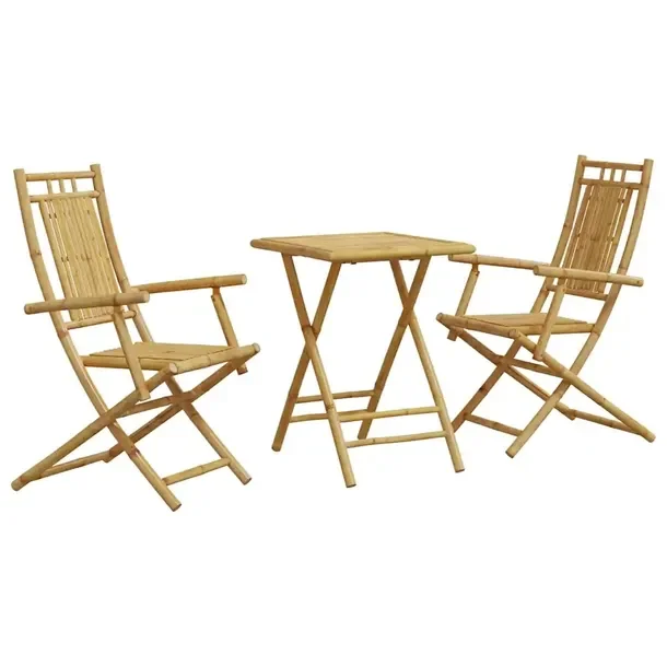 Zestaw Mebli Bistro z Bambusa: Stół 55x55x75 cm, 2 Krzesła 53x66x99 cm