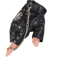 Rękawiczki - Steampunk Gotyckie rękawiczki męskie vintage z prawdziwej skóry kapitan rękawiczki bez palców, Rin Czarny, Rozmiar uniwersalny - miniaturka - grafika 1