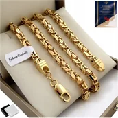 Łańcuszki - Łańcuszek Męski Złoty Splot Królewski 5 Mm Masywny / Gruby / Szeroki Pr.925 - miniaturka - grafika 1