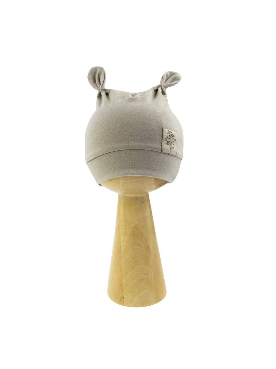 Niemowlęca czapka bawełniana uszka beżowa Nicol,r.68