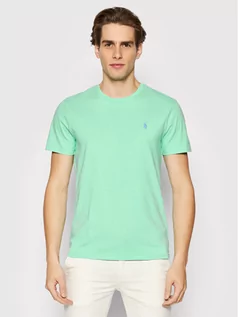 Koszulki męskie - Ralph Lauren Polo T-Shirt 710671438265 Zielony Slim Fit - grafika 1