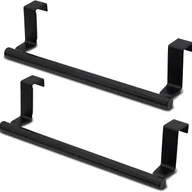 Wieszaki łazienkowe - Wieszak na ręczniki na drzwi, 22,9 cm, do zawieszenia w szafce, kuchni, łazience lub barze (czarny), zestaw 2 szt. - miniaturka - grafika 1
