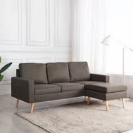 Narożniki - vidaXL 3-osobowa sofa z podnóżkiem, kolor taupe, tapicerowana tkaniną - miniaturka - grafika 1