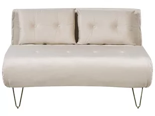 Sofa welurowa rozkładana 2-osobowa beżowa VESTFOLD - Sofy i kanapy - miniaturka - grafika 1
