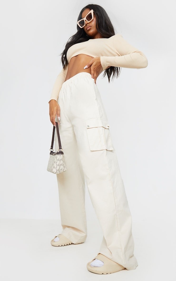 Prettylittlething Bojówki Beżowe Długie 42 Egu