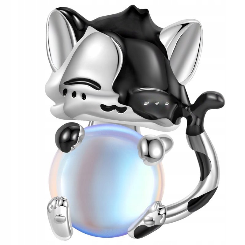 Charms Zawieszka Charms Opalizujący Kotek Srebro 925 Charmsy Trusky