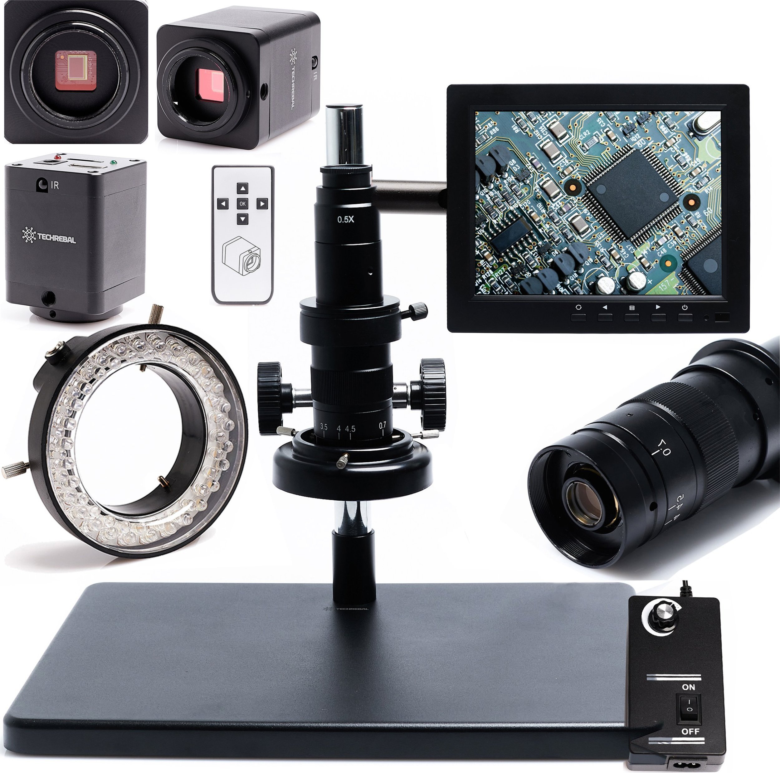 Mikroskop Cyfrowy 10A Kamera Zestaw Techrebal Oświetlenie 56x LED Ekran 8