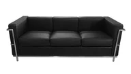 Sofy i kanapy - King Home Sofa trzyosobowa SOFT LC2 czarna - włoska skóra naturalna T011A-3S.BLACK - miniaturka - grafika 1
