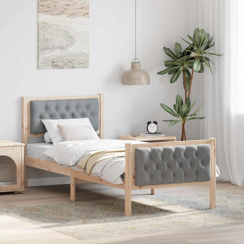 vidaXL vidaXL Ramka łóżka Jasnoszary 80 x 200 cm Lite drewno sosnowe