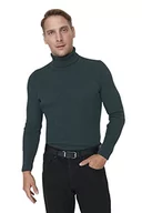 Bluzy męskie - Trendyol Męska bluza z golfem, gładka, wąska bluza, szmaragdowa zieleń, XL, zieony (Szmaragdowa zieleń), XL - miniaturka - grafika 1