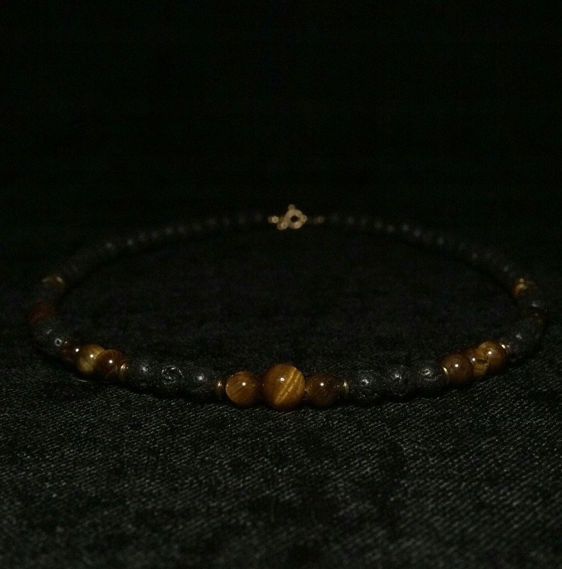 Naszyjnik Lawa Wulkaniczna x Tygrysie Oko 6mm - Crystals Break